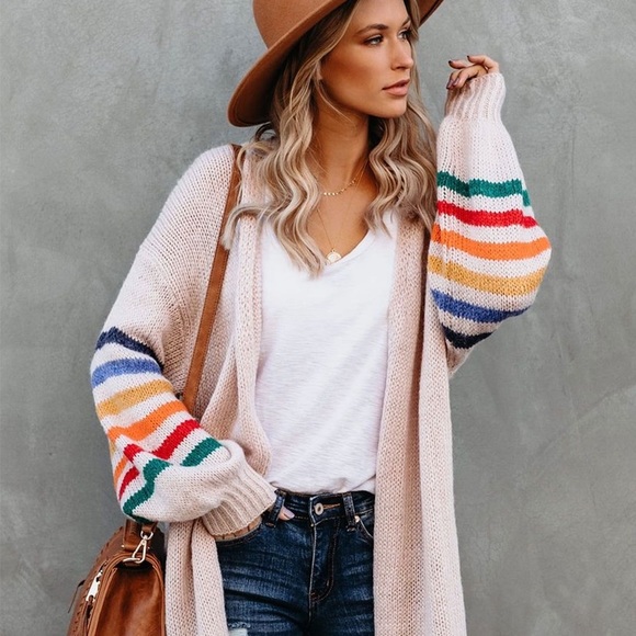 END OF SEASON SALE! Oversized Rainbow Sleeve Cardi - Picture 3 of 7